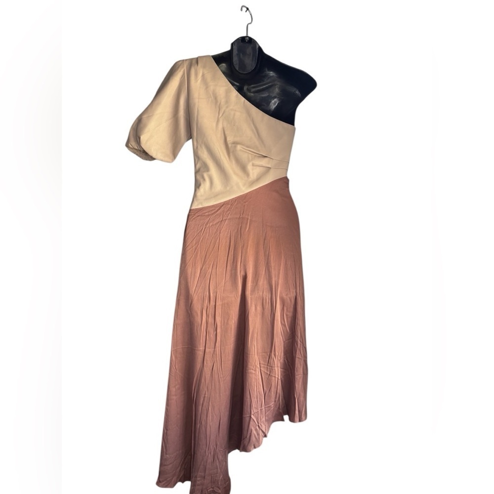NWT Anthropologie Faux Leather One-Shoulder Asymmetrical Midi Dress size 2 - Picture 3 of 16